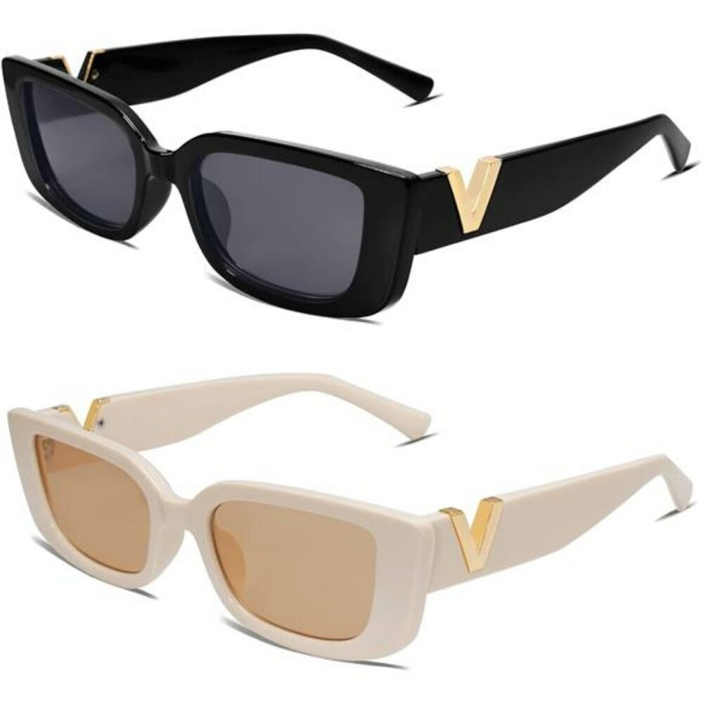 Retro Rectangle Sunglasses Women Y2K 90s Vintage Square UV Protection Shades